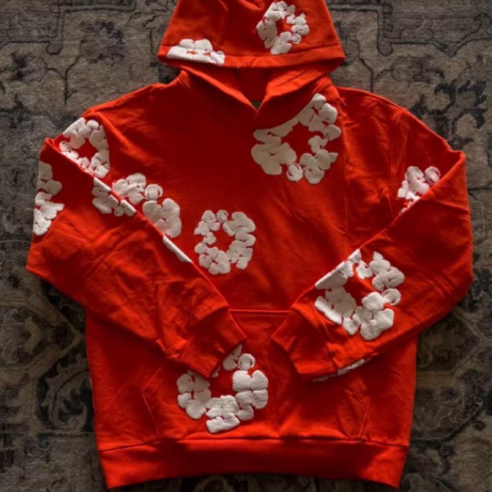 Orange denim tears hoodie